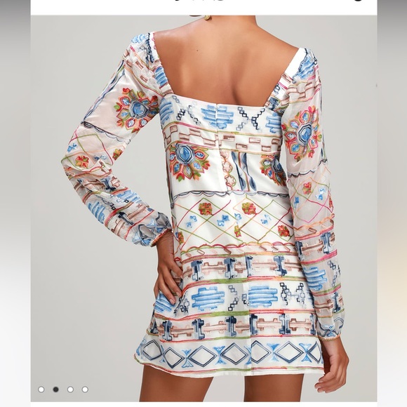 Ali & Jay Olvera Street White Multi Embroidered Mini Dress Medium - Picture 3 of 16